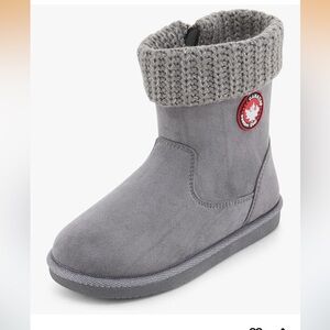 Cozy Gray Kids Boots with Knit Cuff